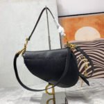 CD Saddle Bag Strap Warm Taupe Grained Black Calfskin - Image 3