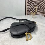 CD Saddle Bag Strap Warm Taupe Grained Black Calfskin - Image 4