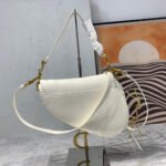 CD Saddle Bag Strap Warm Taupe Grained White Calfskin - Image 12