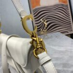 CD Saddle Bag Strap Warm Taupe Grained White Calfskin - Image 5