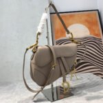 CD Saddle Bag Strap Warm Taupe Grained Brown Calfskin - Image 2