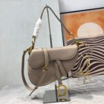 CD Saddle Bag Strap Warm Taupe Grained Brown Calfskin - Image 10