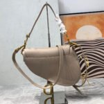 CD Saddle Bag Strap Warm Taupe Grained Brown Calfskin - Image 3