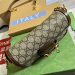GG HORSEBIT 1955 BAG 24 IN BEIGE CANVAS AND BROWN CALFSKIN - Image 18