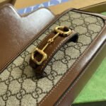 GG HORSEBIT 1955 BAG 24 IN BEIGE CANVAS AND BROWN CALFSKIN - Image 5
