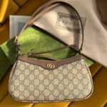 OPHIDIA GG SMALL 25 HANDBAG BEIGE AND EBONY SUPREME CANVAS - Image 9