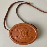 SMOOTH CALFSKIN 20 OVAL CINNAMON BROWN BAG - Image 9