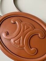 SMOOTH CALFSKIN 20 OVAL CINNAMON BROWN BAG - Image 11