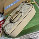 GG HORSEBIT 1955 BAG 24 IN WHITE CANVAS AND BEIGE CALFSKIN - Image 6