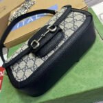 GG HORSEBIT 1955 BAG 24 IN BEIGE CANVAS AND BLACK CALFSKIN - Image 5