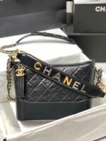 HOBO BAG 25 WITH STRAP IN BLACK CALFSKIN GOLD AND SILVER HARDWARE - Image 3