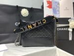 HOBO BAG 25 WITH STRAP IN BLACK CALFSKIN GOLD AND SILVER HARDWARE - Image 7