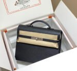 KELLY DEPECHES 34 BRIEFCASE IN BLACK TOGO CALFSKIN SILVER HARDWARE - Image 3