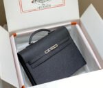 KELLY DEPECHES 34 BRIEFCASE IN BLACK TOGO CALFSKIN SILVER HARDWARE - Image 11