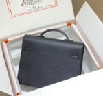 KELLY DEPECHES 34 BRIEFCASE IN BLACK TOGO CALFSKIN SILVER HARDWARE - Image 8