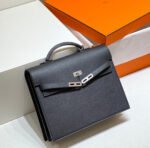 KELLY DEPECHES 34 BRIEFCASE IN BLACK TOGO CALFSKIN SILVER HARDWARE - Image 10