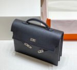 KELLY DEPECHES 34 BRIEFCASE IN BLACK TOGO CALFSKIN SILVER HARDWARE - Image 4