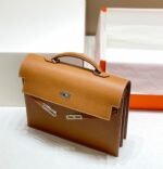 KELLY DEPECHES 34 BRIEFCASE IN GOLD TOGO CALFSKIN SILVER HARDWARE - Image 13