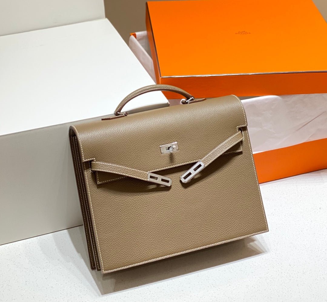 20230224_i1677248801_1694_4_jpg KELLY DEPECHES 34 BRIEFCASE IN ETOUPE TOGO CALFSKIN SILVER HARDWARE - Image 1