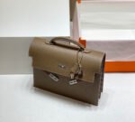 KELLY DEPECHES 34 BRIEFCASE IN ETOUPE TOGO CALFSKIN SILVER HARDWARE - Image 13