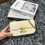TRIPHOME 20 WHITE COWHIDE LEATHER CHAIN STRAP BAG - Image 3