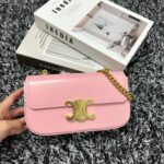 TRIPHOME 20 PINK PASTEL COWHIDE LEATHER CHAIN STRAP BAG - Image 11