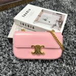 TRIPHOME 20 PINK PASTEL COWHIDE LEATHER CHAIN STRAP BAG - Image 10
