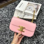 TRIPHOME 20 PINK PASTEL COWHIDE LEATHER CHAIN STRAP BAG - Image 3