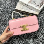 TRIPHOME 20 PINK PASTEL COWHIDE LEATHER CHAIN STRAP BAG - Image 13