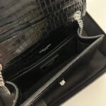 KATE TASSEL 20 BLACK CROCODILE PATTERN CALFSKIN WITH SILVER LOGO - Image 6