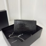 KATE TASSEL 20 BLACK CROCODILE PATTERN CALFSKIN WITH SILVER LOGO - Image 12