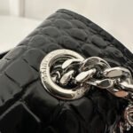 KATE TASSEL 20 BLACK CROCODILE PATTERN CALFSKIN WITH SILVER LOGO - Image 18