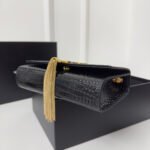 KATE TASSEL 20 BLACK CROCODILE PATTERN CALFSKIN WITH GOLD LOGO - Image 14