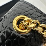 KATE TASSEL 20 BLACK CROCODILE PATTERN CALFSKIN WITH GOLD LOGO - Image 15