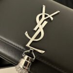 KATE TASSEL 20 BLACK CALFSKIN WITH SILVER LOGO - Image 4