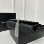 KATE TASSEL 20 BLACK CALFSKIN WITH SILVER LOGO - Image 14