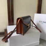 CELINE 25S WALLET MARGO 22MM IN BLACK TRIOMPHE CANVAS AND BROWN CALFSKIN - Image 15