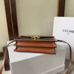 CELINE 25S WALLET MARGO 22MM IN BLACK TRIOMPHE CANVAS AND BROWN CALFSKIN - Image 8