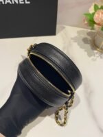 CC MINI 12 ROUND CHAIN BAG IN BLACK CALFSKIN GOLD HARDWARE - Image 18