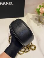 CC MINI 12 ROUND CHAIN BAG IN BLACK CALFSKIN GOLD HARDWARE - Image 4