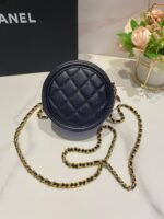 CC MINI 12 ROUND CHAIN BAG IN BLACK CALFSKIN GOLD HARDWARE - Image 12