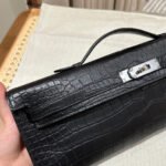 KELLY CUT 31 IN BLACK SHINY ALLIGATOR LEATHER WITH SILVER HARDWARE - Image 5