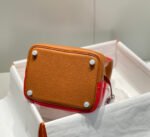 HERMES 25S PICOTIN LOCK 18 IN GOLDEN BROWN AND RED CALFSKIN SILVER HARDWARE - Image 14