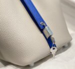 HERMES 25S PICOTIN LOCK 18 IN PEARL GRAY AND ELECTRIC BLUE CALFSKIN SILVER HARDWARE - Image 16