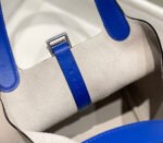 HERMES 25S PICOTIN LOCK 18 IN PEARL GRAY AND ELECTRIC BLUE CALFSKIN SILVER HARDWARE - Image 8