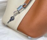 HERMES 25S PICOTIN LOCK 18 IN WHITE AND BROWN CALFSKIN SILVER HARDWARE - Image 5