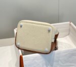 HERMES 25S PICOTIN LOCK 18 IN WHITE AND BROWN CALFSKIN SILVER HARDWARE - Image 15