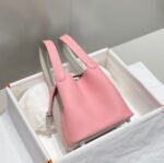 HERMES 25S PICOTIN LOCK 18 IN PINK AND LIGHT GRAY CALFSKIN SILVER HARDWARE - Image 12