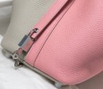 HERMES 25S PICOTIN LOCK 18 IN PINK AND LIGHT GRAY CALFSKIN SILVER HARDWARE - Image 16