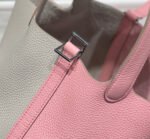 HERMES 25S PICOTIN LOCK 18 IN PINK AND LIGHT GRAY CALFSKIN SILVER HARDWARE - Image 9
